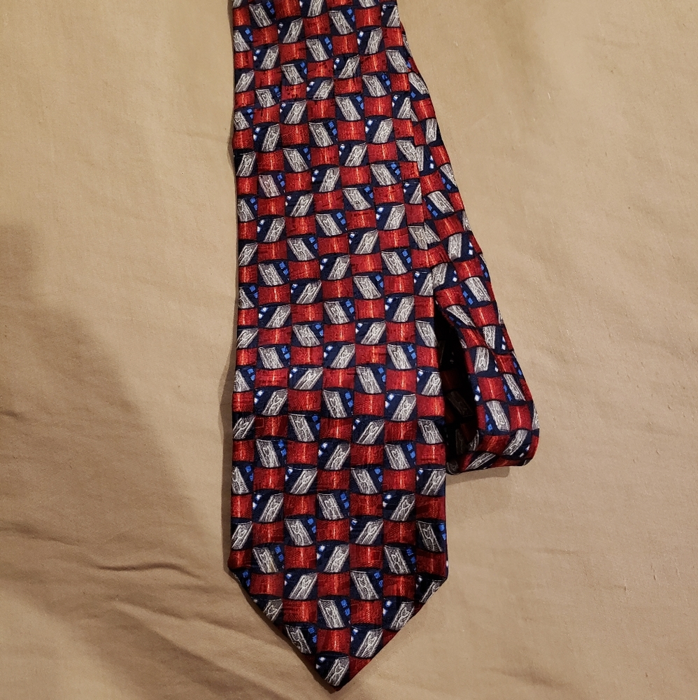 Ermenegildo Zegna Men's Red Geometric Designer Tie